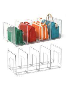 4pcs Clear Wardrobe Bag Storage Tote Purse Bag Divider Removable Cabinet Rack, Wardrobe Suitable For Bedroom Bathroom Office Practical Book Divider L Shape Storage Rack, Space Saving Storage Rack, Car Organizer Storage Bins Drawer Organizer,Transparent 4-Compartment Organiser Is Only Suitable For Small Handbags, For Clothing Wardrobe Storage Closet Dividers Closet Dividers Sweater Sock Pants Jeans Underwear