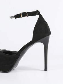 Fashionable & Elegant Party Rhinestone Bow Decor Nightclub High Heels,Platform Heels - Black - View 9