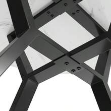 Modern And Simple Round Marble Dining Table (1m Diameter), Black X-Shaped Coffee Table With Metal Stand, Sturdy And Durable, A Must-Have For An Elegant Home - Black and White - View 8