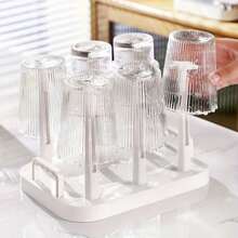 1个节省空间的塑料杯晾干架，杯子沥水架，大容量防尘倒置杯架，适用于台面，适用于玻璃杯和塑料杯，经久耐用且设计时尚，杯子晾干解决方案 | 现代杯架 | 倒置设计，杯子收纳架 - 彩色 - 查看 12