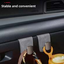 1pc Car Passenger Side Storage Hook - Metal Hook, Suitable For Front Seat And Glove Box, Velvet Design, Non-Slip And Durable, Auto Accessory - A - View 3