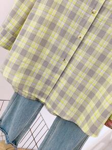 YUXIN 复古格子女式风衣 - 时尚宽松长袖衬衫，轻便外套，适合办公室、日常穿着，春秋季节皆宜 - 黃色 - 查看 9