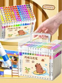 24/36/48 Colors Acrylic Paint Markers Set, Professional Drawing Soft Tip Pens And Markers, Acrylic Paint Pens, Suitable For Wood, Stone, Canvas, Glass, Fabric, Eggs, Rocks Painting And DIY Crafts, Back To School, Christmas Gift - Multicolor - View 9