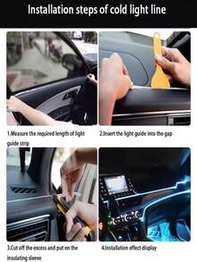 5M RGB Car Interior Ambient LED Light Strip Invisible USB Fiber Optic Atmosphere Lamp Support Door Decoration Lamp - 彩色 - 查看 10