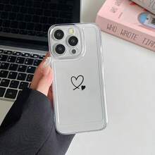 Funda de teléfono transparente Una funda de teléfono suave y minimalista en forma de corazón adecuada para iPhone 17, 16, 15, 14, 13, 12, 11 Pro Max, MINI, AIR 14, 16E, Plus, XS, XR, X, 8, 7 y SE 2020. Una funda de teléfono de cuerpo completo ofrece protección superior para tu teléfono. - 1 pieza - Ver 2