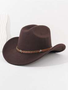 1顶返校季西部牛仔帽，男女通用，毛毡软羊毛帽，皮带扣牛仔帽，适合万圣节、节日派对、日常休闲等场合。 - 款式1 - 查看 11