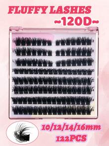 154 PEÇAS/138 PEÇAS/122 PEÇAS/106 PEÇAS Cílios Individuais Wispy Cluster Cílios Mikiwi Cílios Volumosos em Cluster 80D/100D/120D/150D Extensões de Cílios Individuais em Cluster Grossos Cílios em Cluster Curl D Fácil DIY em Casa - Preto - Visão 7