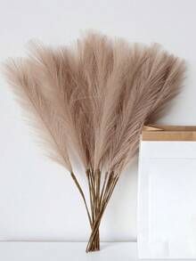 10pcs Fluffy Artificial Pampas Grass, Boho Style Decor Suitable For Wedding Party, Home Living Room Bedroom, Vase Arrangement, Photography Props, Autumn Decoration - Multicolor - View 9