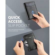 Bifold Front Pocket Slim Wallet RFID Blocking Minimalist Thin Leather Credit Card Holder Wallet For Men And Women C... - Cross Black - View 2