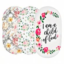 3-pack stretchiga babysänglakan set andningsbara mysiga liggdelslakan universal passform standardmadrass ovala rektangulära vagglakan för babypojkar flickor unisex 32"x16" - Multifärgad - Visa 12