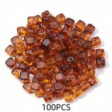 10-100 piezas/paquete Cuentas de ámbar acrílicas asimétricas, cuentas espaciadoras de formas múltiples, cuentas de joyería de moda casual para otoño/invierno en color marrón, cuentas sueltas para manualidades, pulseras, collares, joyería, decoración, colgantes, al por mayor - forma irregular de color ámbar - Ver 13