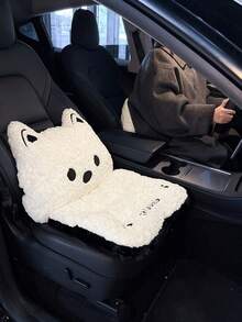 1 pieza Cojín de asiento de coche para invierno, almohadilla de asiento mullida para prevenir el dolor de cadera, con soporte lumbar integrado, diseño lindo para mujeres, cojín de asiento de coche para aumentar la altura - Blanco y Negro - Ver 5