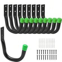 Heavy Duty 10 Piece Set Garage Wall Hook: Steel Tool Hanger, Garage Storage And Organization Rack - Green - View 6