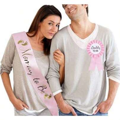 Pink Baby Shower Sash For Mom To Be Sash Baby Boy Shower Decorations Daddy To Be Badge Baby Shower Decorations Girl - Gender Reveal Decorations