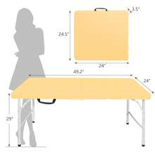 4FT Portable Folding Table Indoor&Outdoor Maximum Weight 135KG Plastic Foldable Table For Camping, Picnics,Parties - Mustard Yellow - View 2