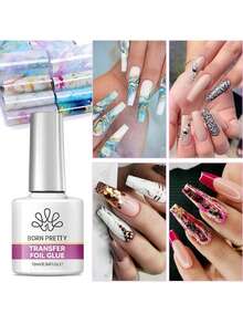 BORN PRETTY 10ml 转印箔凝胶指甲油贴纸指甲胶水可卸UV打印凝胶美甲沙龙美甲使用 - 無色 - 查看 3
