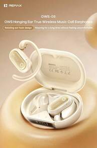 REMAX Auriculares inalámbricos Bluetooth OWS-05 con gancho para ambas orejas, totalmente inalámbricos para música y llamadas, color azul marino - Tierra Azul Tibetana - Ver 3