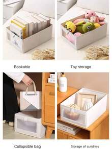 1/2pcs Foldable Fabric Storage Boxes, Wardrobe Organizer Bins For Clothes, Jeans, Underwear, Socks, Living Room Toy & Miscellaneous Desktop Organizer