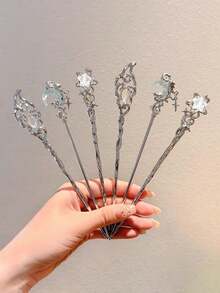1pc Women Moonstone Snake Hair Clip, Modern Chinese Style Snake Hairpin, High-End Bun Accessory, Suitable For Daily Wear, Autumn/Winter Snowflake Hair Styling Pins Hair Bun Maker Bun Hair Piece,Hair Claws - Nhiều màu - Xem 7