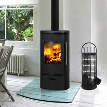 5-Piece Stainless Steel Fireplace Accessory Set, Including A Brush, Shovel, Poker, Tongs, And A Stand With A Privacy Screen.