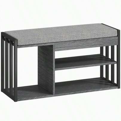 Shoe Rack With Bench, Hallway Shoe Rack, 3-Tier Designer Shoe Rack, For Hallway, Entrance, Living Room, Bedroom, Grey