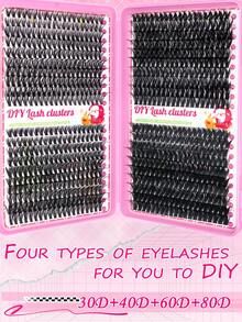 800pcs Set, DIY False Eyelashes - 9-16mm, Fiber Material, Comfortable Wear. Includes 30D, 40D, 60D, 80D In Different Lengths To Meet Various Needs, Suitable For Multiple Occasions. Wearing During Holidays Can Enhance Eye Makeup. Whether You Are A Beginner Or An Experienced Makeup Artist, You Can Freely Combine And Match To Make Yourself More Beautiful And Confident. - DD - View 5