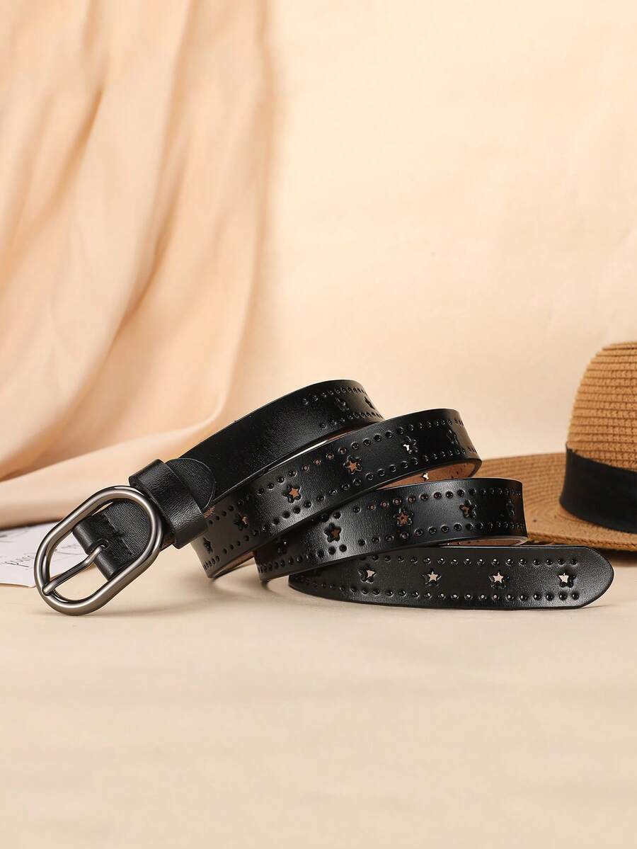 Joopzqm Women's Casual Belt Pin Buckle Belt Paired With Jeans Dress Fashionable Genuine Leather Belt - Black - View 1