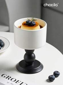 choxila 1pc Ceramic Ice Cream Cups, Solid Wood Highball Cups, Ins-Style Dessert Bowls, Fruit Salad Bowls, Jujube Snack Cups, Salad Fruit Pudding Bowls, Suitable For Parties/Holidays/Festivals/Families/Gatherings