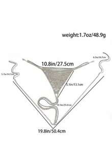 Dây xích tam giác đính đá lấp lánh gợi cảm, phù hợp cho nữ | Trang sức lấp lánh cho bikini, tiệc bãi biển, hộp đêm, trang trí phòng ngủ, phong cách độc đáo, phù hợp cho những dịp thân mật, Ngày Valentine, đêm tân hôn - Bạc - Xem 6