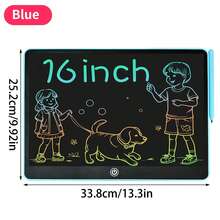 Tableta LCD para dibujo y escritura de 16 pulgadas para niños, color rosa/azul/negro - Lápiz óptico para volver a la escuela, pizarra educativa - Multicolor - Ver 11