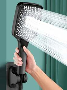 1pc Square High Pressure Shower Head With Large Water Outlets, High Flow Rate, Hand Shower For Home Use - Silver - View 2