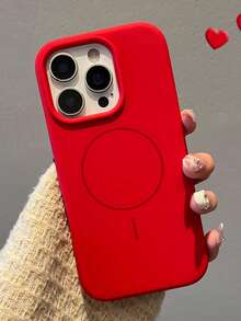 Luxury Fluorescent Liquid Silicone Phone Case, Compatible With IPhone 18 Pro Max 17 Air 16 15 14 13 12 17 Pro Max Plus, Magnetic Soft Shell - New Year Red - View 4