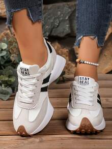 Shoes Retro Chunky Sneakers Instep Bulky Running Sneakers For Women, Shoes For Women - Beige - View 4