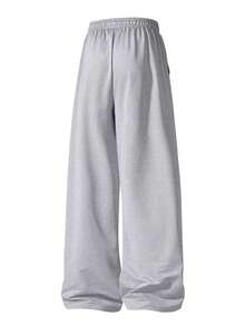 Women's Straight Leg Casual Sweatpants, Fashionable Minimalist Elastic Waist With Side Pockets Sports - Light Grey - View 5