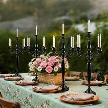 Vincidern Juego de 4 Candelabros Negros de 5 Brazos, Candelabro de Metal de 28.54 Pulgadas - Candelabro negro - Ver 10