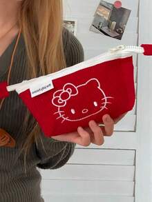 1个粉色可爱女孩小收纳袋，学生文具盒，灯芯绒大容量铅笔盒 - 彩色 - 查看 9