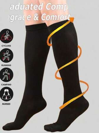 1Pair, Compression Socks For Men And Women, 15-20 Millimeters Of Mercury, Are The Best Support For Sports Running Bicycles. Solid Color Sports Pressure Socks And Running Elastic Socks Wrap Around The Calves Compression Socks For Men And Women, 15-20 Millimeters Of Mercury, Are The Best Support For Sports Running Bicycles. Solid Color Sports Pressure Socks And Running Elastic Socks Wrap Around The Calves