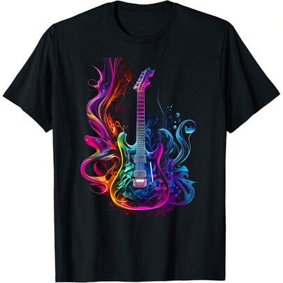 Guitar Musician Electric Guitars Player Gifts Unisex-Adults Black Short Sleeve T-Shirt