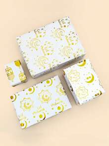 3/6 bucăți de hârtie de împachetat cadouri cu tema Eid Mubarak, hârtie de împachetat cadouri mixtă cu lună și stele albe și aurii, ambalaj cadouri DIY lucrat manual, hârtie de împachetat cadouri pentru petrecerea islamică Ramadan, decorațiuni Ramadan Eid, decor pentru casă Ramadan, binecuvântări Ramadan - platină - Vizualizare 7