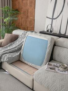 1pc Bohemian Style High Stretch Jacquard Velvet Sofa Cover - Pet Friendly, Anti-Scratch, Non-Slip, Washable, Dust-Proof, Universal Size Fits L-Shaped And 1/2/3/4 Seater Sofas, Suitable For All Seasons, Holiday Decor, Applicable For Living Room, Bedroom, Office - Light Grey - View 9