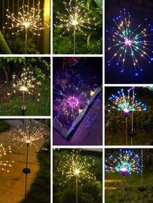 4 件 320/240 LED 太阳能花园灯太阳能烟花灯圣诞灯、太阳能星爆花园花灯、户外防水太阳能灯串 8 种照明模式闪烁适用于庭院花园、婚礼、派对、露台户外照明露营装饰 1 件 60LED/150LED/240LED/360LED（多色/暖白/白色） - 黑色 - 查看 6