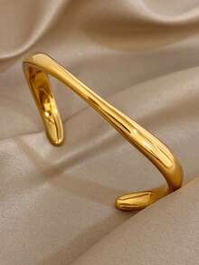 18K镀金奢华复古不锈钢光滑弧形几何手镯套装，女士优雅礼物，适合妈妈、圣诞节、嘉年华、冬季、婚礼、锐舞派对/舞会/日常佩戴，周年纪念日、情人节、波西米亚风生日、伴娘礼物。 - 彩色 - 查看 9