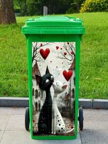 3D Puppy, Rabbit Printed Trash Can Sticker Waterproof PVC Outdoor Trash Can Poster Peeling Sticker 4 Sizes