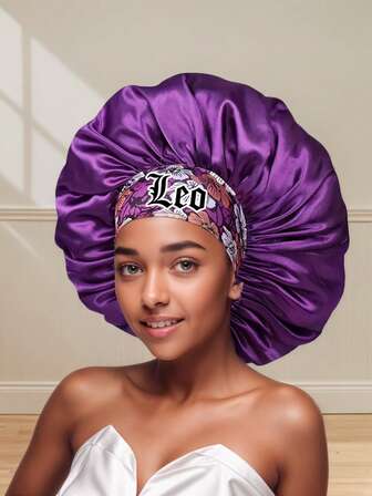 1 件基本款缎面帽子，12 星座个性化印花缎面宽边弹力睡帽，返校、旅行度假必备品，女士发饰。（随机印花）