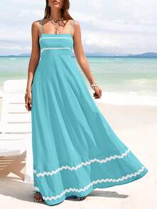 PRETTYGARDEN Women's Summer Flowy Maxi Dress Vestidos Casual Sleeveless Strap Ruffle Wedding Guest Graduation Beach Party Travel Vacation Long White Dresses - 水綠色 - 查看 5