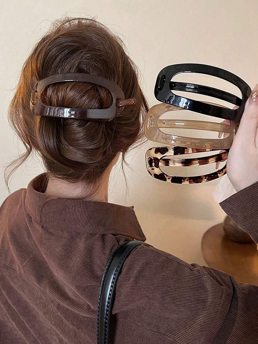 Bộ 4 kẹp tóc/1 kẹp tóc nhựa nhẹ màu đen nâu hổ phách cỡ lớn 11.6cm dành cho nữ, thời trang, đa năng, cao cấp, thanh lịch, đơn giản, màu trơn, phù hợp cho đi chơi hàng ngày, thường ngày, dự tiệc, đi làm, tạo kiểu tóc, rửa mặt/tóc, trang điểm, phụ kiện phối đồ, kẹp tóc, ghim cài tóc, phụ kiện đội đầu, kẹp tóc. - Nhiều màu - Xem 1