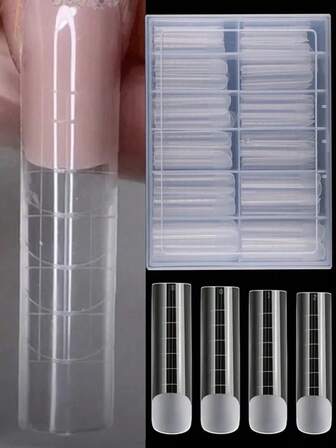 120 piezas Molde de uñas XXL cuadrado mate de rápida construcción, Puntas de cobertura completa de doble gel de uñas, Herramientas y accesorios de extensión de uñas