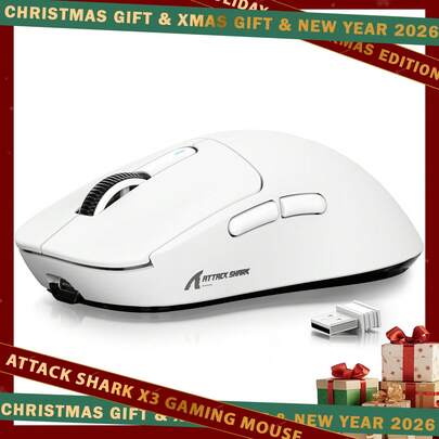  ATTACK SHARK X3 Wireless Gaming Mouse, 49g Ergonomic Computer Mouse, Triple Modes PAW3395 26K DPI Optical Sensor, 200h Battery Life, Programmable Buttons, Gaming Accessories For PC/Laptop/Win