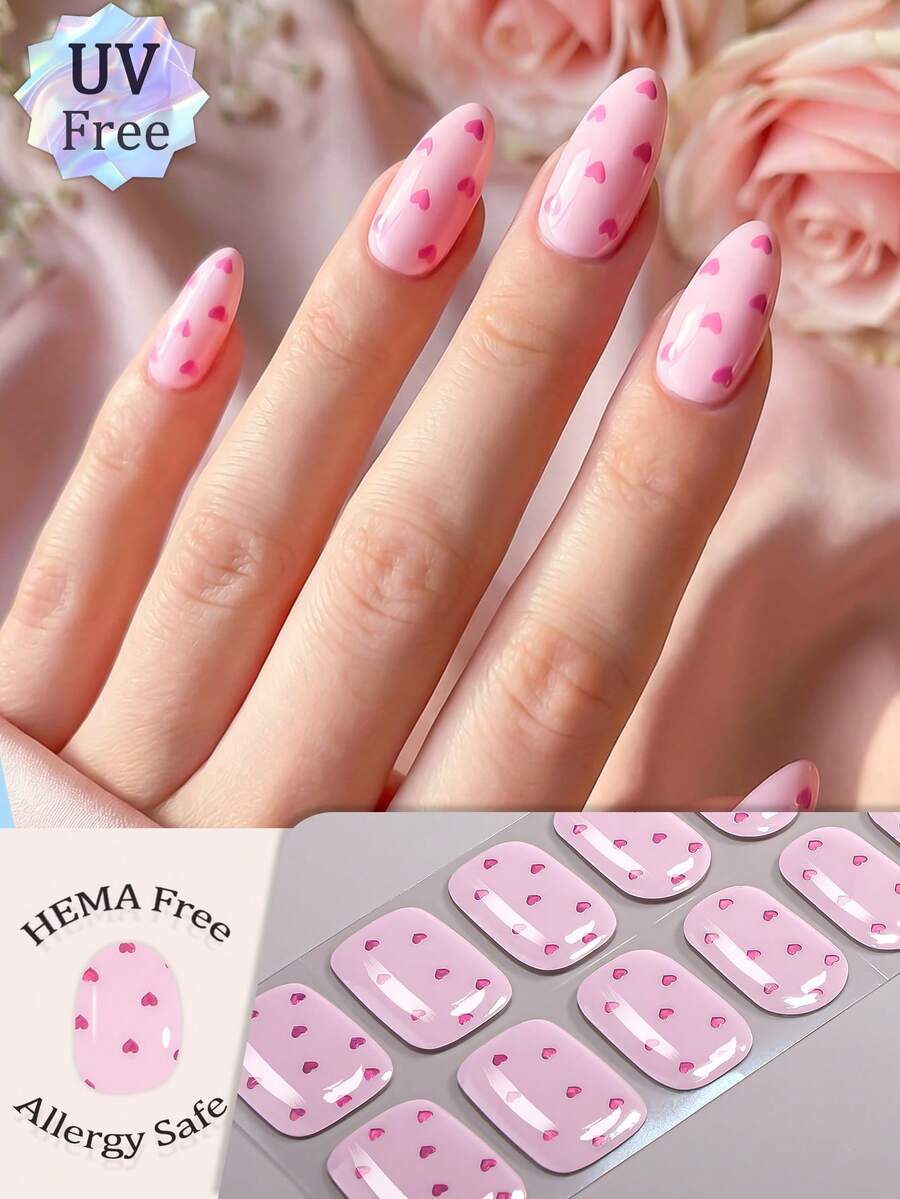 22 miếng dán móng tay gel không tia UV, hình trái tim lấp lánh dễ thương kiểu Pháp, phối màu ngọt ngào với họa tiết chấm bi tình yêu rực rỡ, chất lượng salon, không gây dị ứng, dễ dán và dễ gỡ, phù hợp cho phụ nữ và các cô gái sử dụng hàng ngày, hẹn hò, dự tiệc, làm đẹp móng tay.