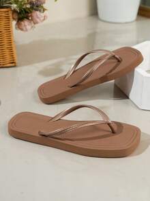Women's Spring/Summer Soft Comfortable Open Toe Thong Flip Flops For Outdoor, Vacation, Beach, Bathroom - Brown - View 6